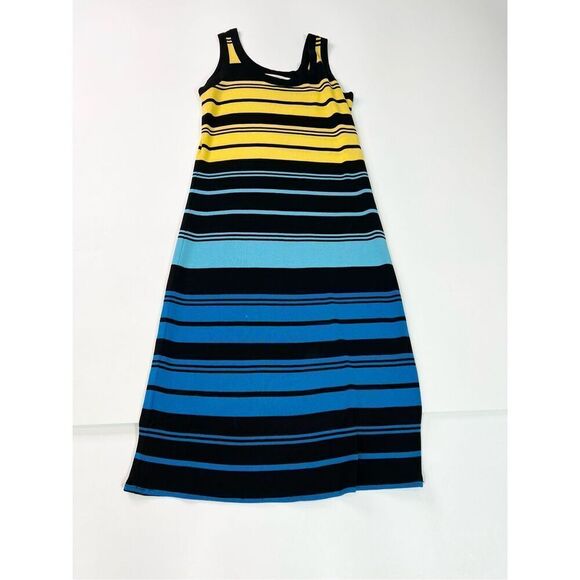 Exclusively Misook Midi Dress Women's Small Multi Color Striped Coastal Preppy - Picture 1 of 9